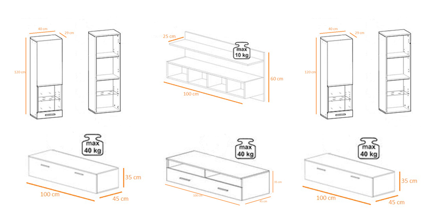 dimensions des meubles de salon tv